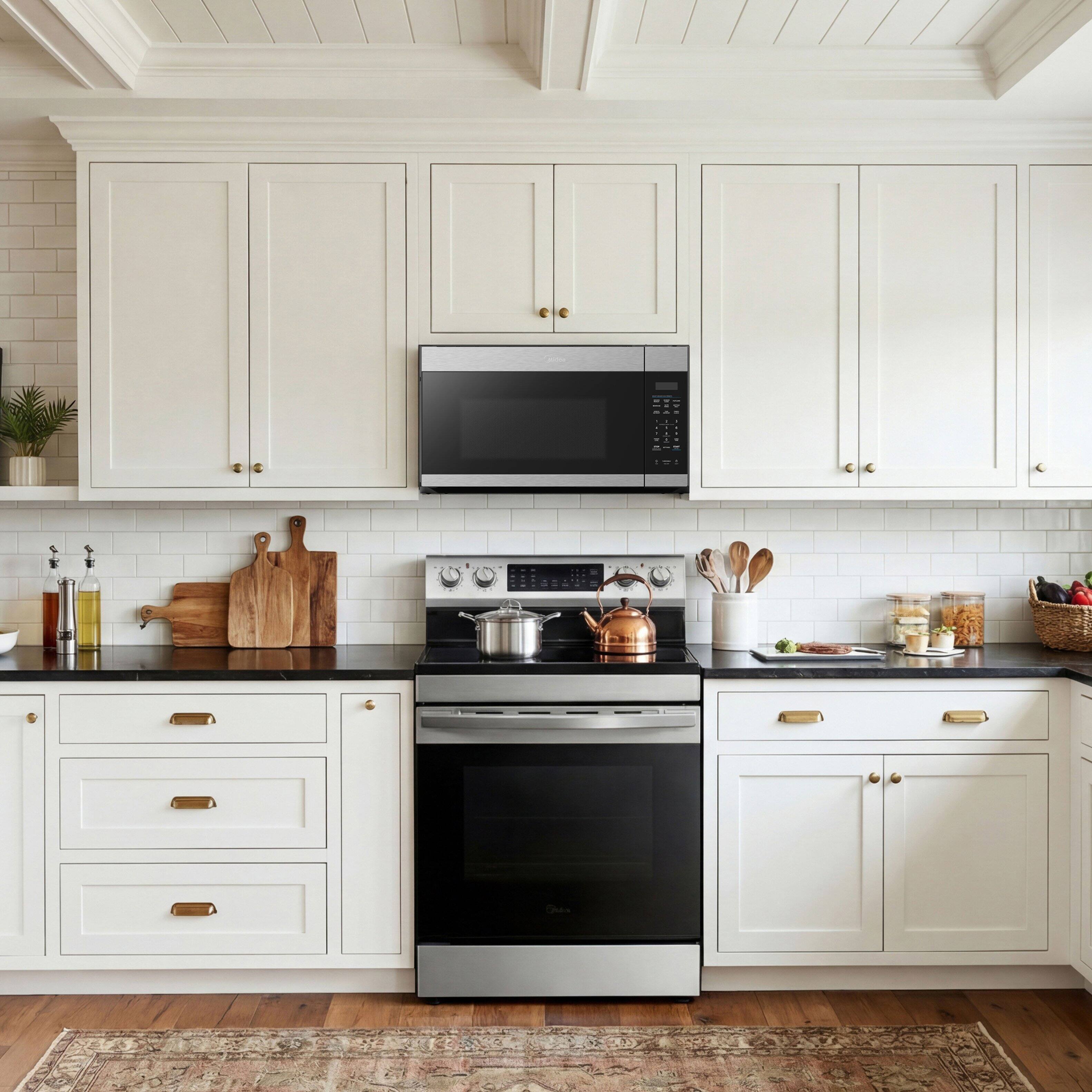 Alt View 13. Midea - 1.9 cu. ft. Over-the-Range Microwave with QuietClose™ Door, EasyInstall™, Zero Clearance Door - Stainless Steel.