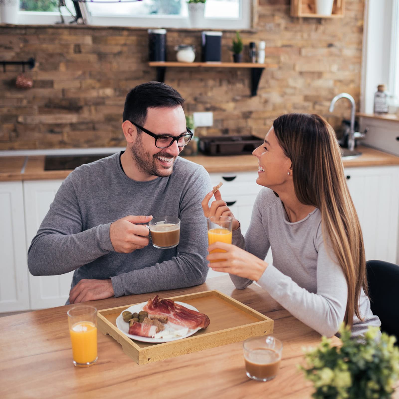 Alt View 3. Stylel Star - Artmeer Bed Tray Table with Folding Legs,Bamboo Breakfast in Bed for TV Table, Laptop Computer Tray - Bamboo.