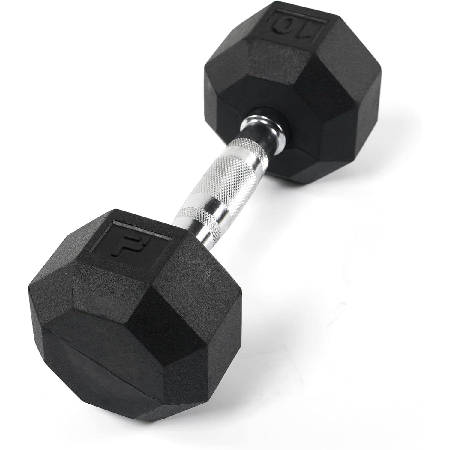 Power Systems - Octagonal Dumbbell, 45 lbs Rubber Coated Dumbbell Weight (Single Dumbbell) - Black,Silver