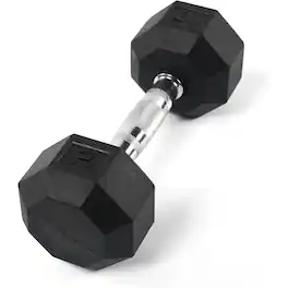 Power Systems - Octagonal Dumbbell, 45 lbs Rubber Coated Dumbbell Weight (Single Dumbbell) - Black,Silver