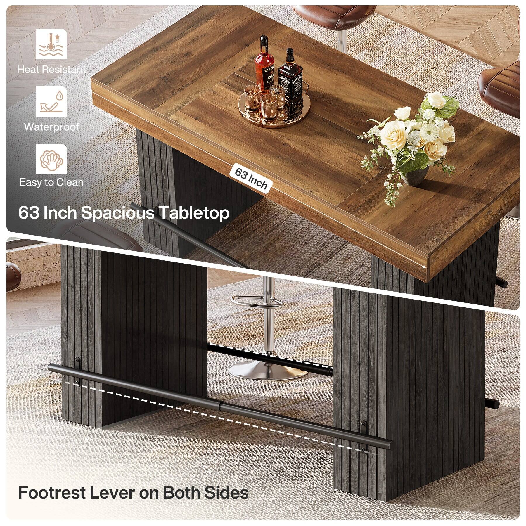 Heat Resistant  
Waterproof  
Easy to Clean  
63 Inch Spacious Tabletop  
Footrest Lever on Both Sides