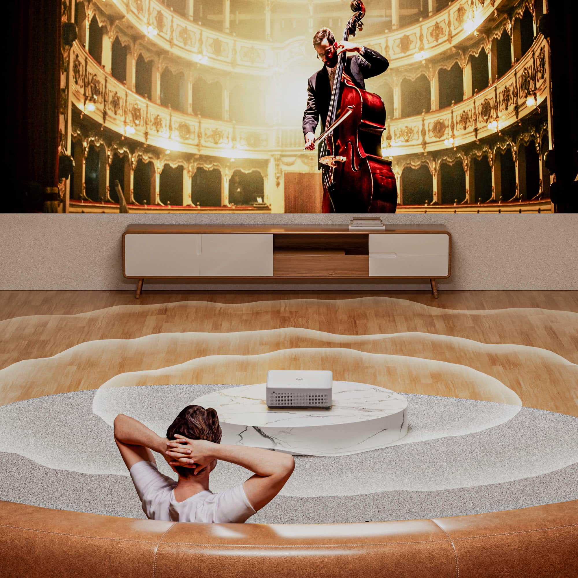 Alt View 13. Vankyo - Leisure 570B Native 1080P Wireless Smart WebOS Single LCD Mini Projector, Screen Included - White.