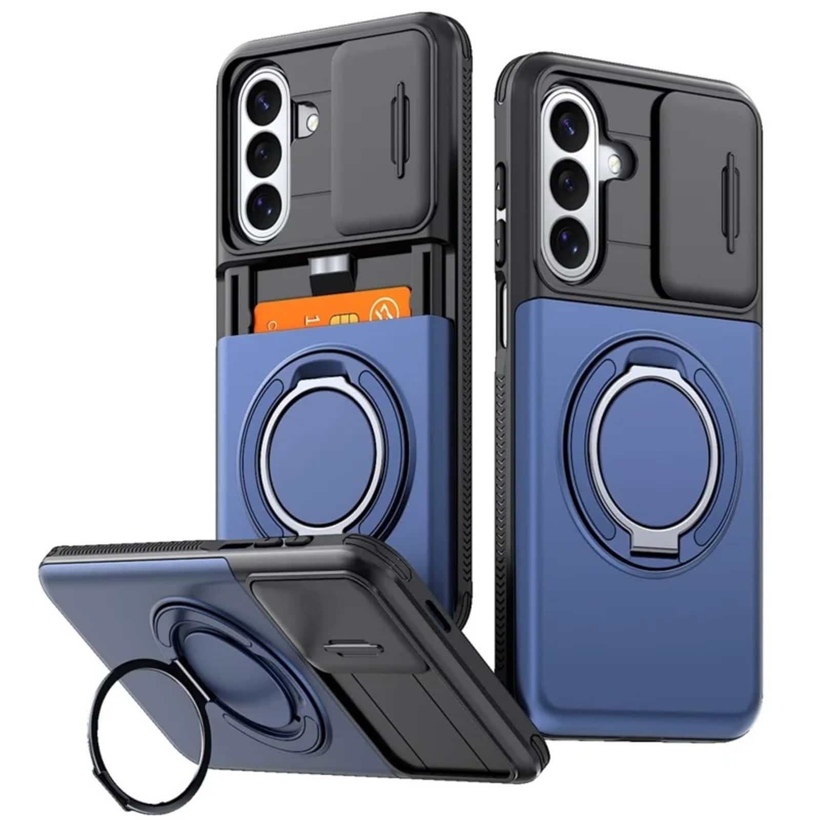 UUCOVER - Rugged Case for Samsung Galaxy S25 with Sliding Camera Cover, Hidden Card Holder, Magnetic Ring Stand, Drop Protection - Blue price history on PriceWatchPro
