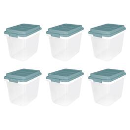 Hefty - 6 Pack 32 Quart Lift Off Stackable Plastic Storage Bin and Lid - Smoke Blue