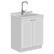 Front. Simpli Home - Murphy All-In-One 28-inch Laundry Utility Sink and Cabinet - Pure White.