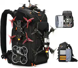 TARION - 30L FPV Drone Backpack: Waterproof Camera Bag with 17" Laptop Slot & 7 External Drone Mounts - FlightPro - Black