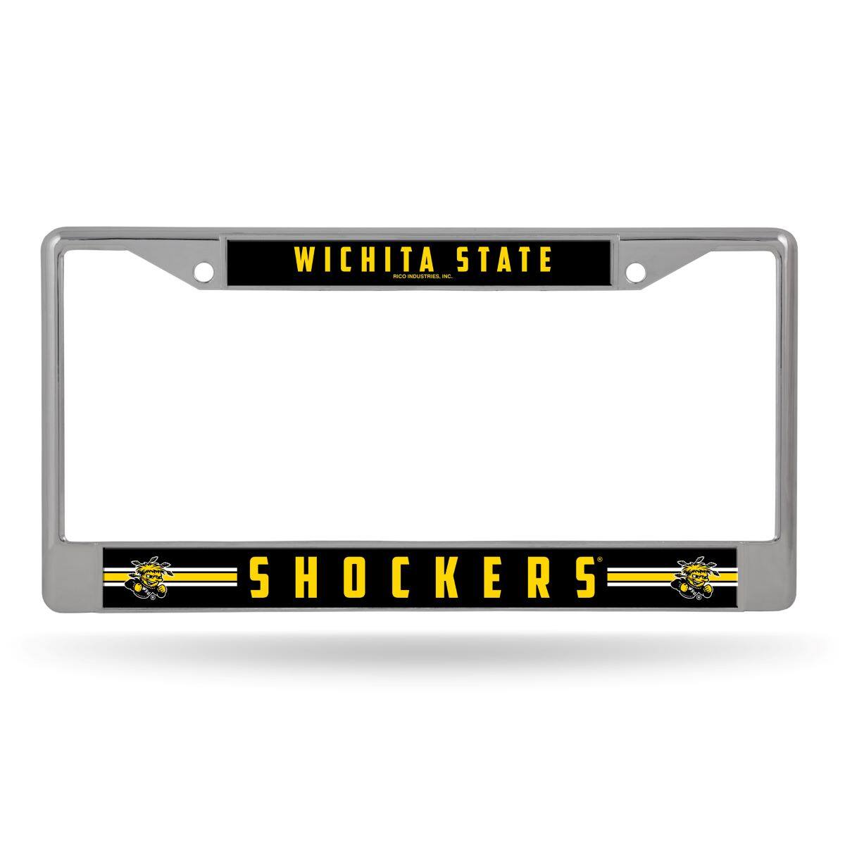 Wichita State Shockers - 12" x 6" Standard Size - Chrome Metal License Plate Frame