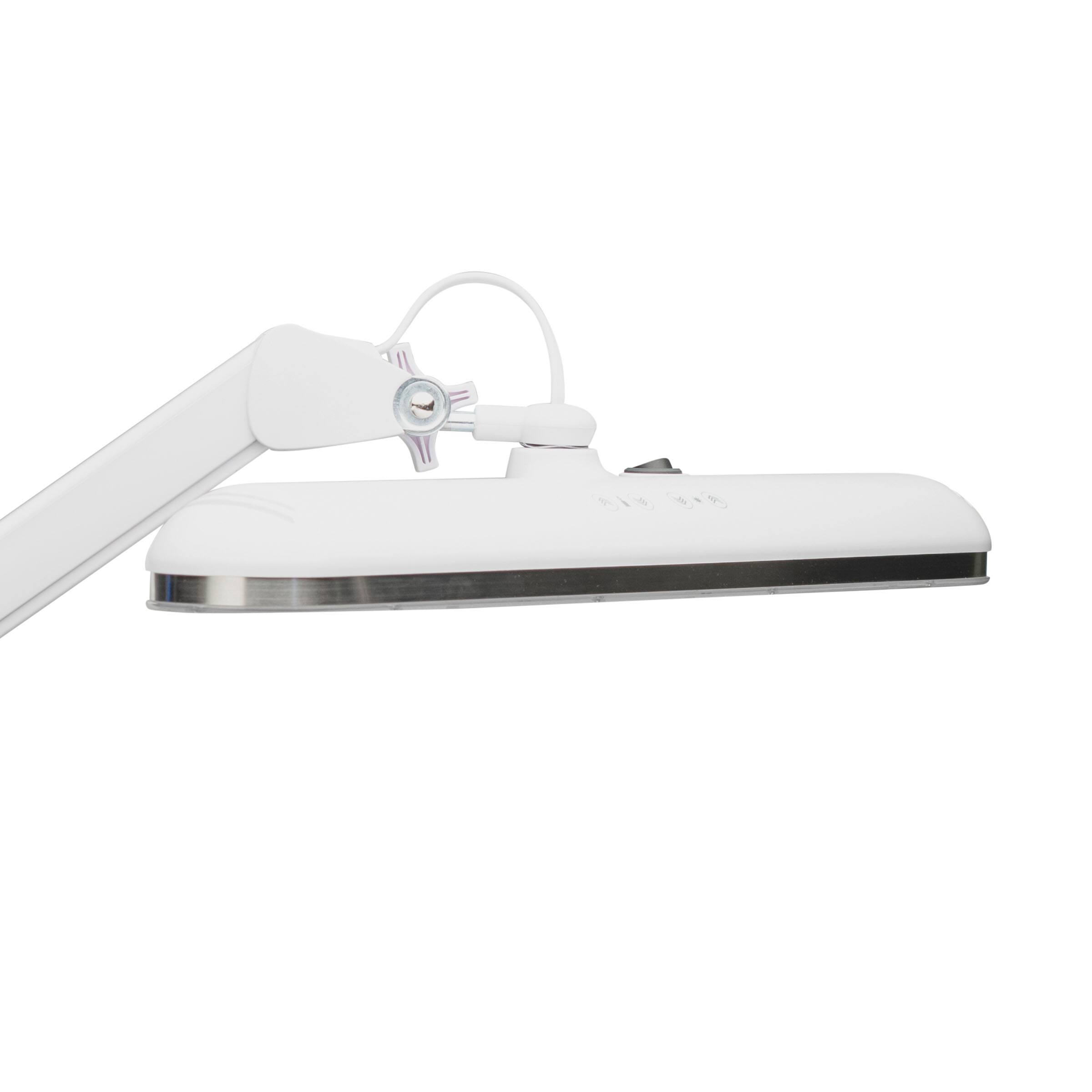 Angle. Kings County Tools - LED Desk Lamp with Clamp - White.