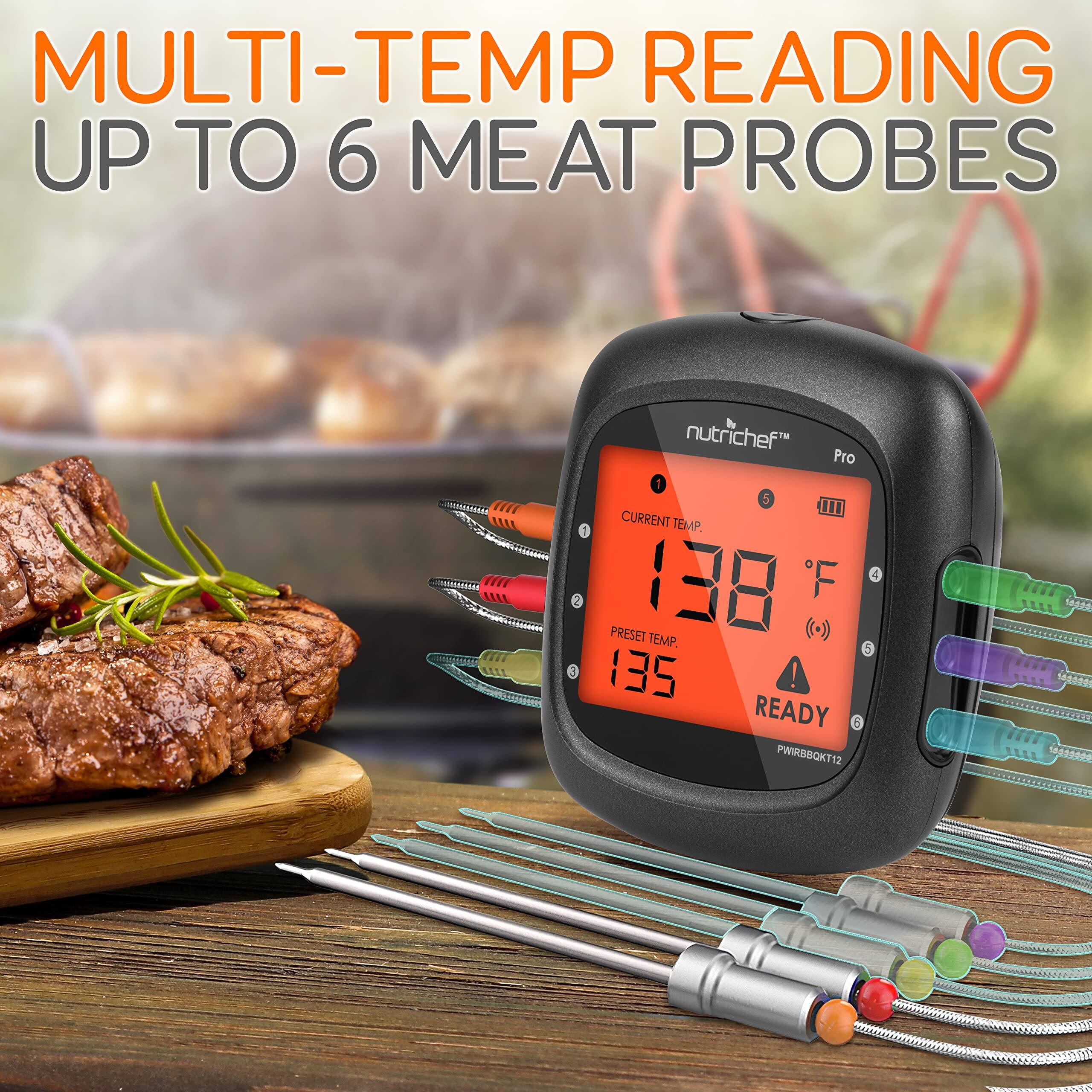MULTI-TEMP READING UP TO 6 MEAT PROBES

nutrichef Pro

CURRENT TEMP. 138°F

PRESET TEMP. 135

READY

PWRBOKT12