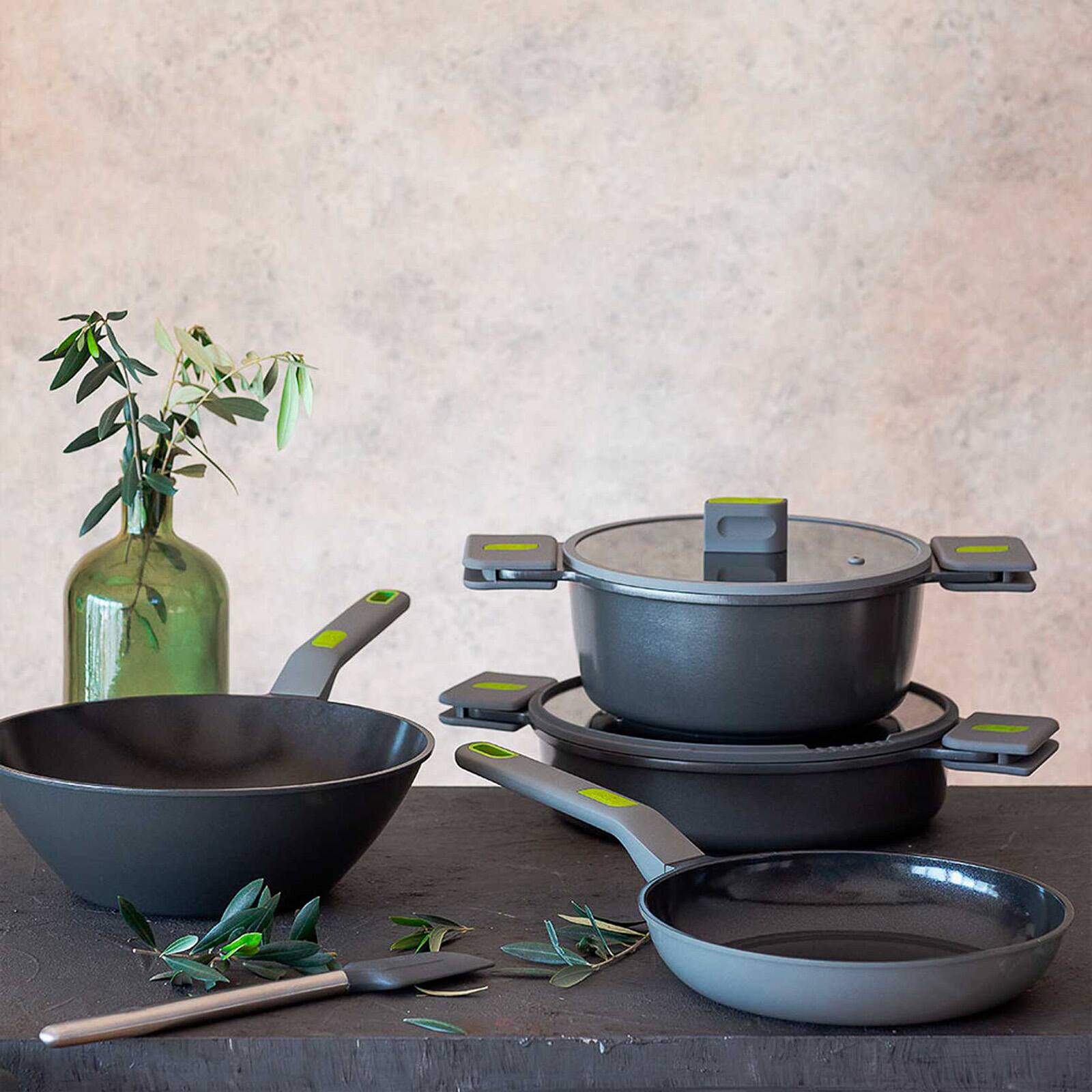 Alt View 5. BRA Cookware - Life Ceramic Nonstick Sauté Pan w/Glass Lid, 11 Inch, 3.3 Quart - Black.
