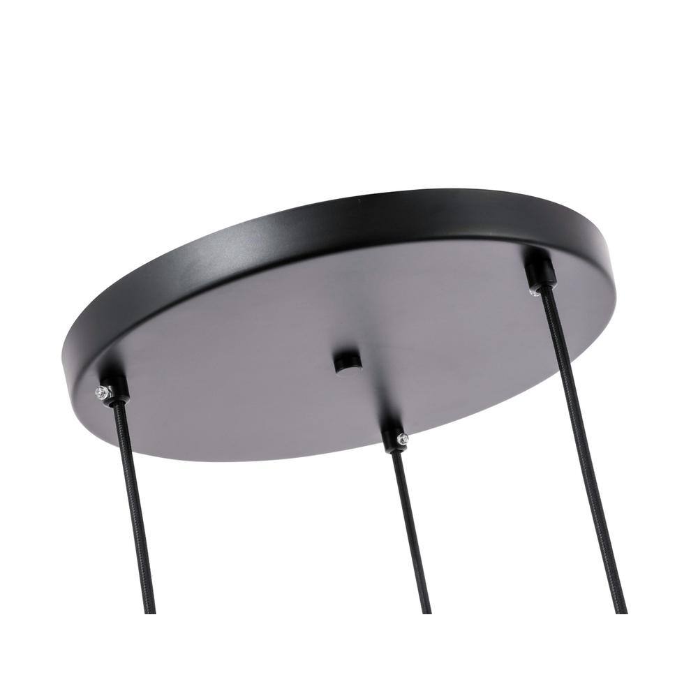 Back. Living District - Gene 3 light Black and Clear glass pendant - Black And Clear Glass.