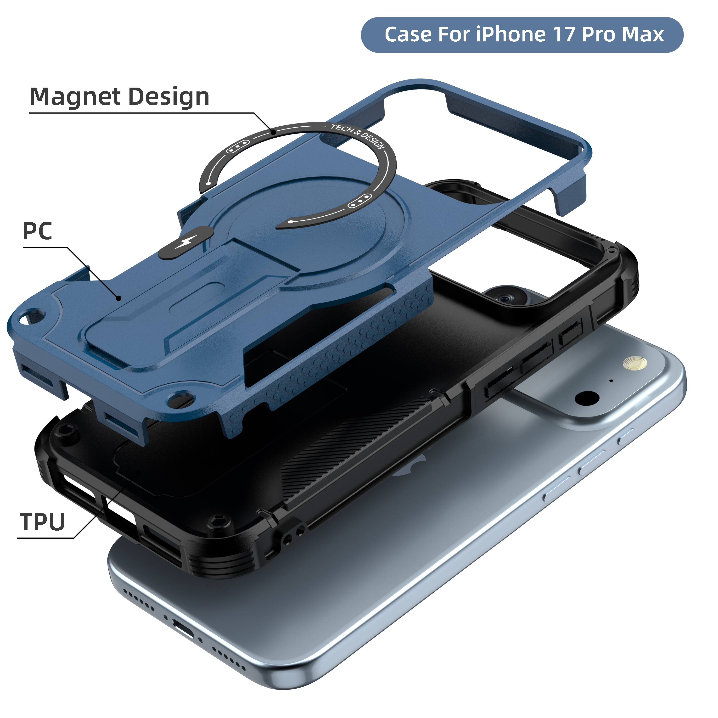 Case For iPhone 17 Pro Max  
Magnet Design  
PC  
TPU
