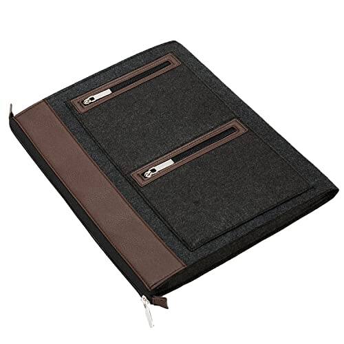Alt View 5. Vangoddy - Laptop Sleeve Protective Wool Felt 14-15-inch Leatherette Trim Microfiber Lining Zippered Pockets - Brown.