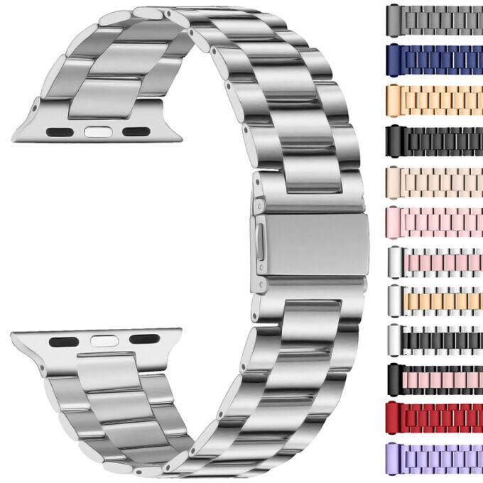 Back. StrapsCo - Flat-Link Everyday Bracelet Stainless Steel Watch Band Strap For Apple Watch - 44mm/45mm/46mm/49mm - Red.