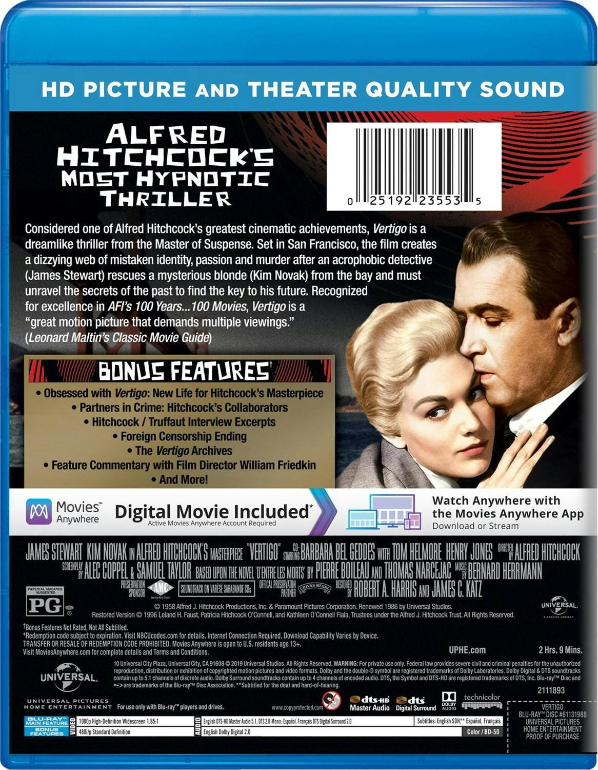 Back. Vertigo (Blu-ray + Digital Copy) [Blu-ray].