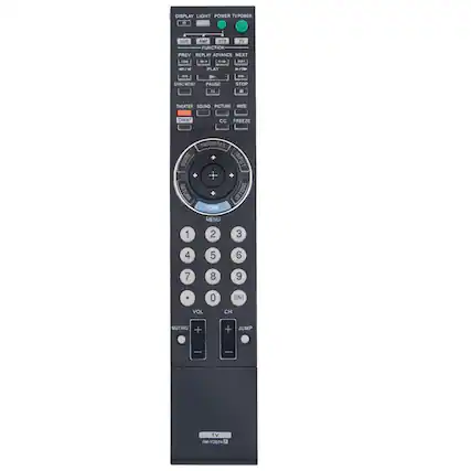 DISPLAY LIGHT POWER TV POWER e DVD AMP S TV FUNCTION PREV REPLAY ADVANCE NEXT H . - I PLAY - SYNC MENU PAUSE STOP .. THEATER SOUND PICTURE WIDE DMe cC FREEZE FAVORITES GUIDE INPUT RETURN OPTIONS HOME MENU 1 2 3 4 5 6 7 8 9 0 ENT VOL CH MUTING + + JUMP | - TV M-YD024