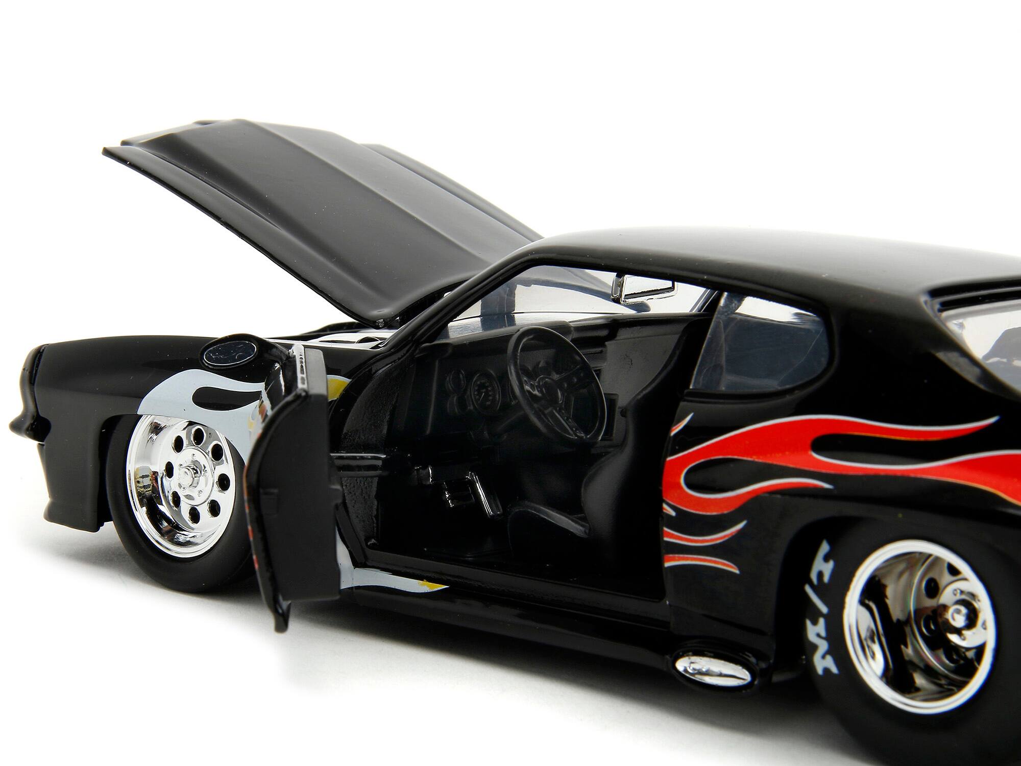 Alt View 2. Jada - 1971 Pontiac GTO Black with Flame Graphics "Bigtime Muscle" Series 1/24 Diecast Model Car by Jada.
