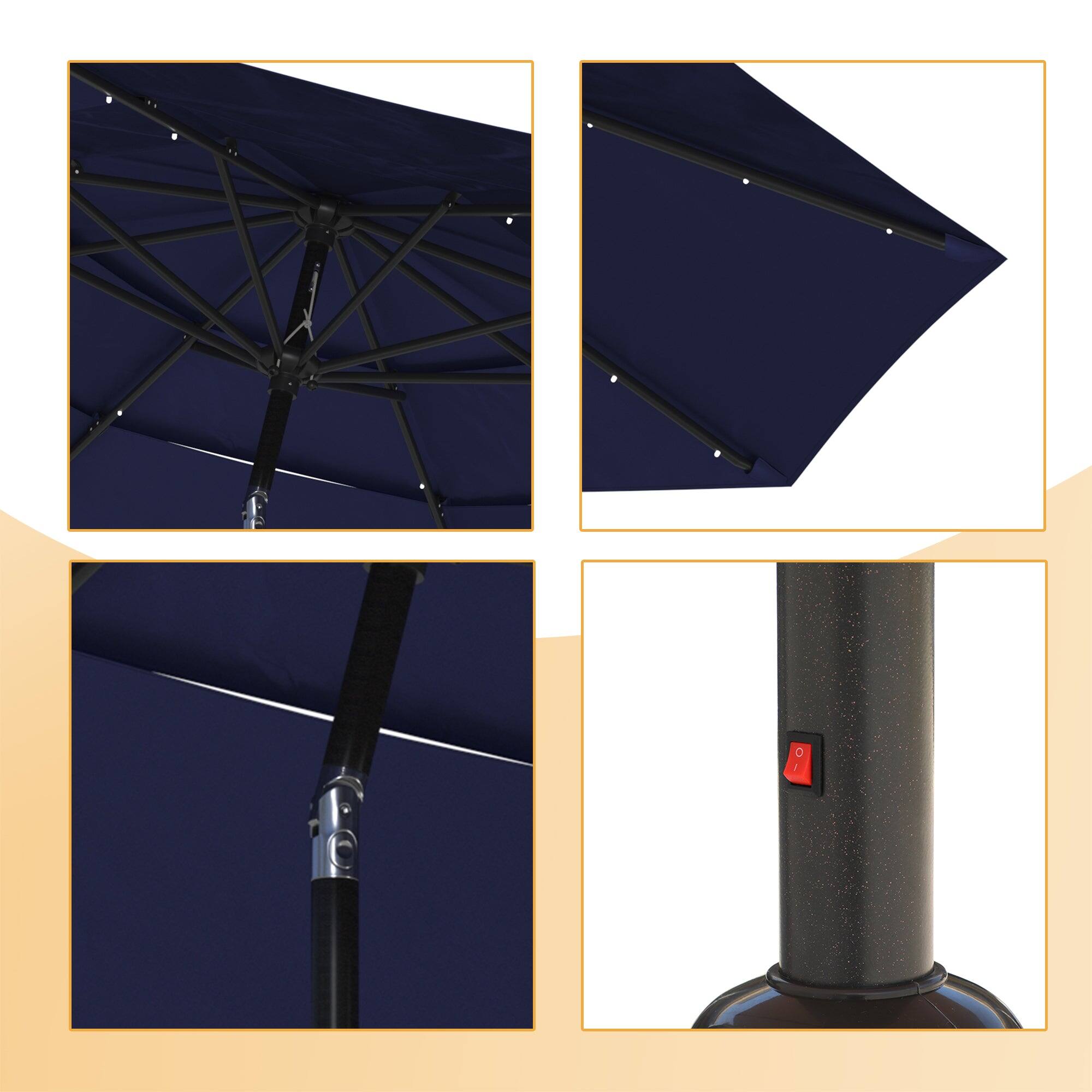 Alt View 9. Boyel Living - Aluminum Patio Market Umbrella Double or Triple Vent with Tilt - Navy.
