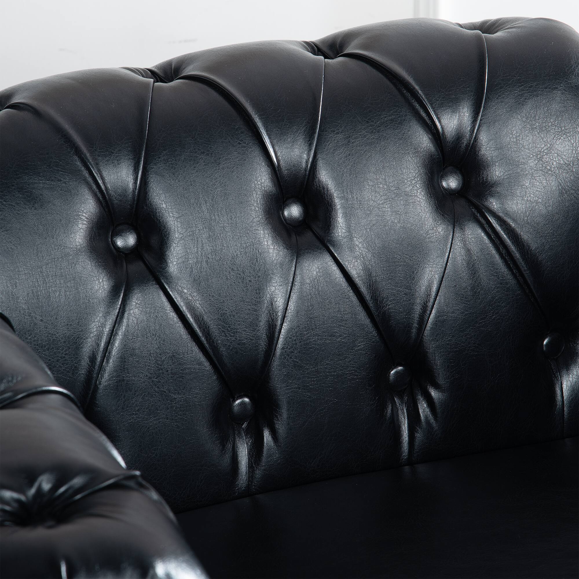 Back. Anysun - Modern Classic PU Leather Sofa Set - Luxurious Comfort & Stylish Durable Design - Black.