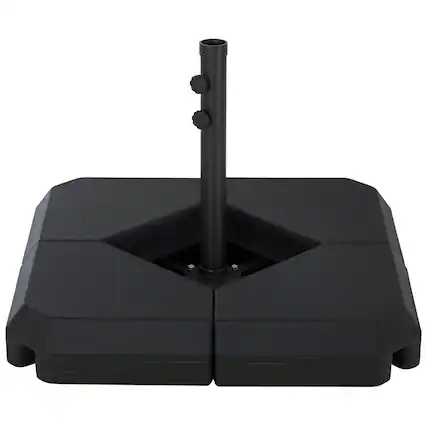 Front. Outsunny - 4-Piece Outdoor Patio Offset Umbrella Base Stand Weight Holder w/ Cross Base for Powerful Support - Black.