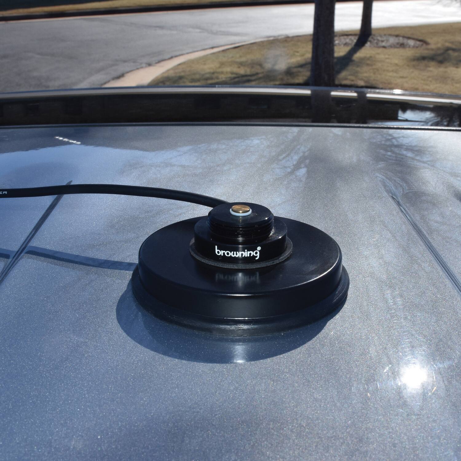 Angle. Browning - 3.625" NMO Magnet Mount, Rubber Boot, Preinstalled UHF PL-259 Connector - Black.