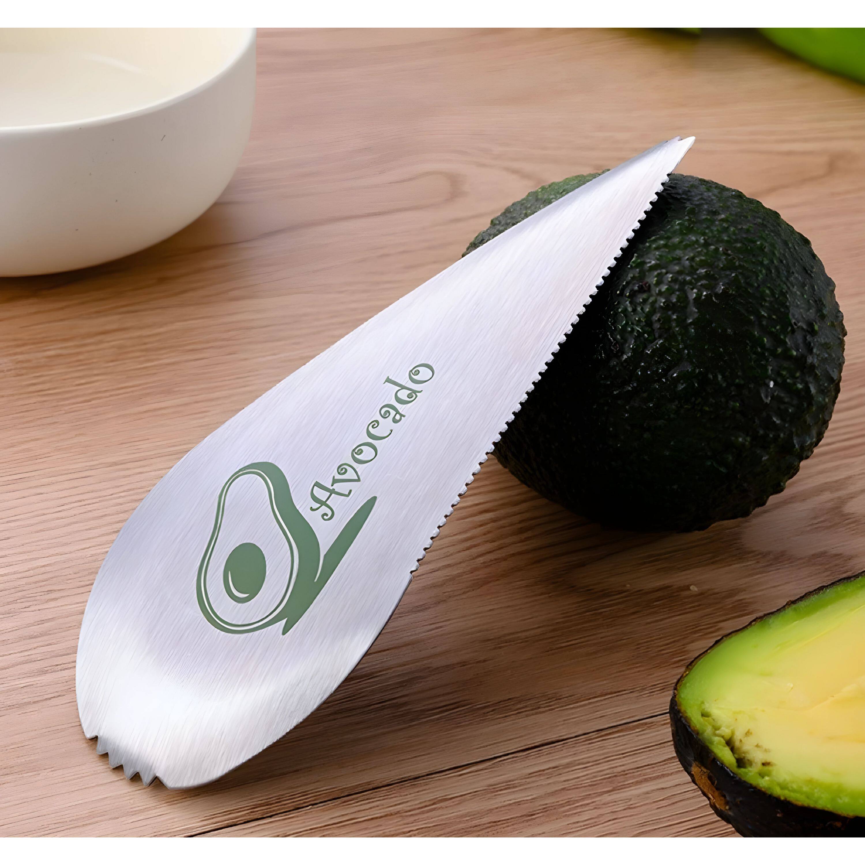Left. Kitcheniva - Stainless Steel Fruit Cutter Multifunction Avocado Slicer Tool - Silver.