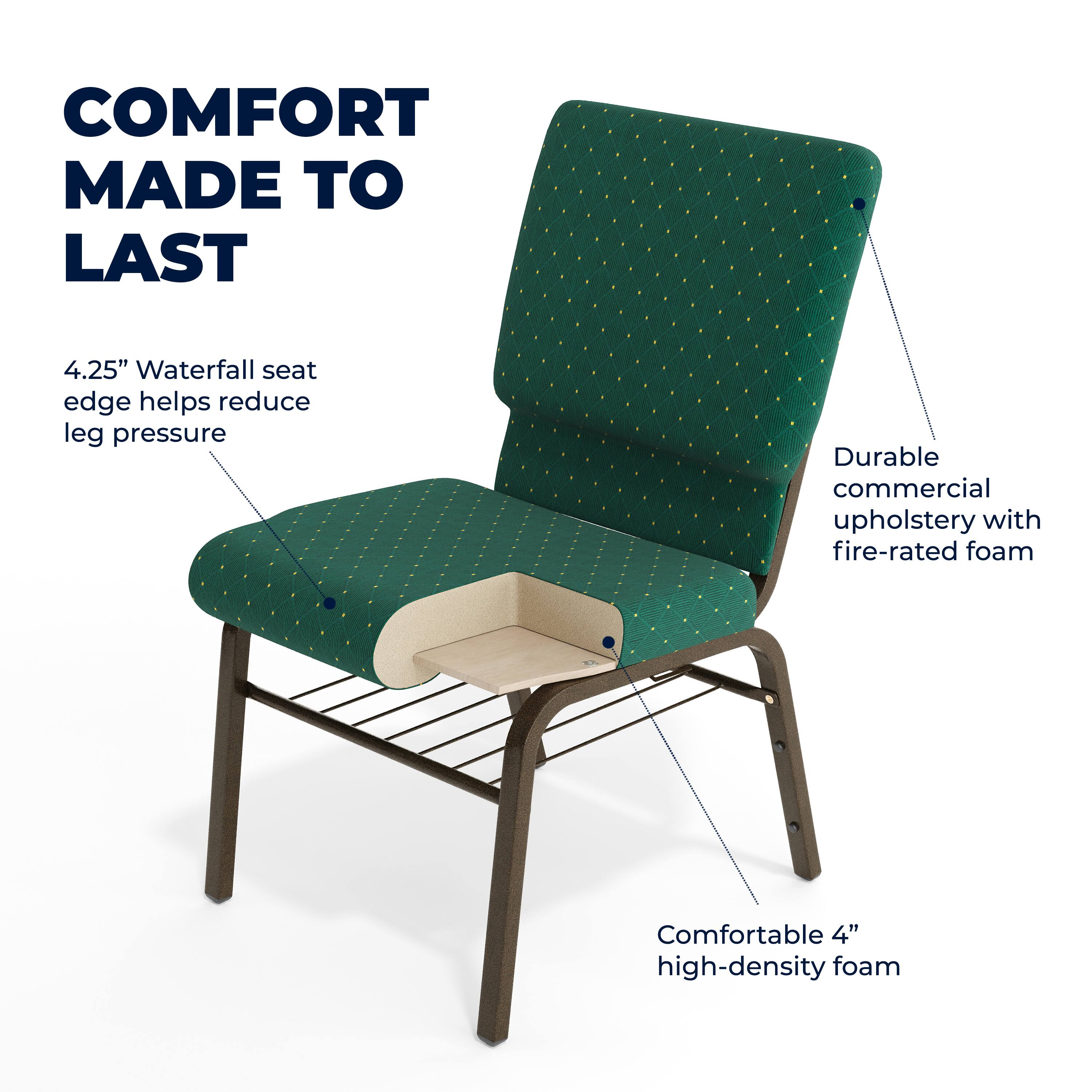 COMFORT MADE TO LAST

4.25" Waterfall seat edge helps reduce leg pressure

Durable commercial upholstery with fire-rated foam

Comfortable 4" high-density foam