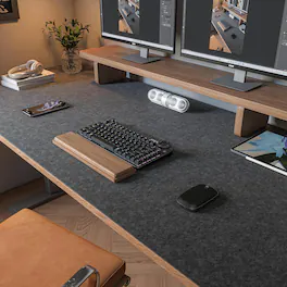 Core Tech - Felt Desk Mat 47.2" x 23.6" with Non-Slip Backing for Keyboard and Mouse - Dark Gray