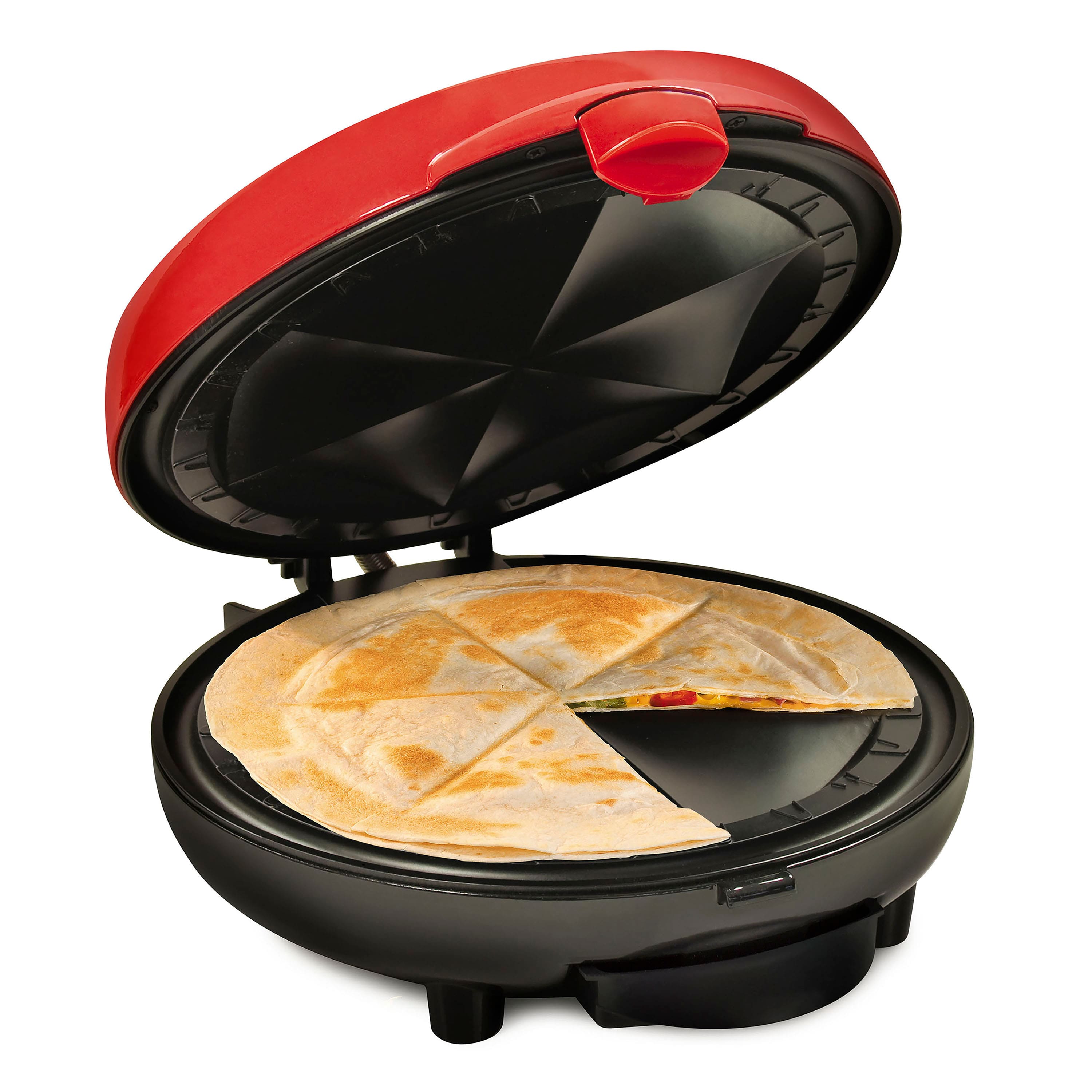 Taco Tuesday - 6-Wedge Electric Quesadilla Maker with Extra Stuffing Latch - Red