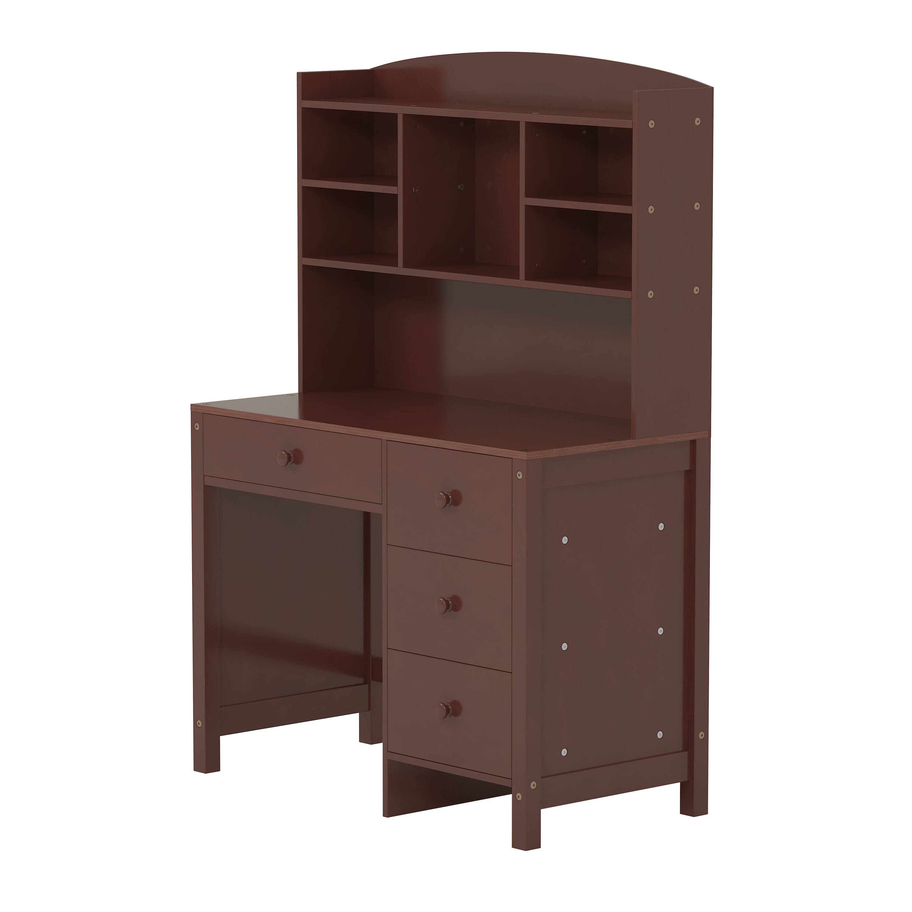 Alt View 7. Tiramisubest - Vintage 40" Home Executive Desk and Upholstered Chair Set,Computer Desk with 4 Drawers,Storage Shelf and Chair,Espresso - Espresso.