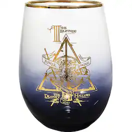 Spoontiques - Harry Potter Deathly Hallows Stemless Wine Glass 20 ounce - Black