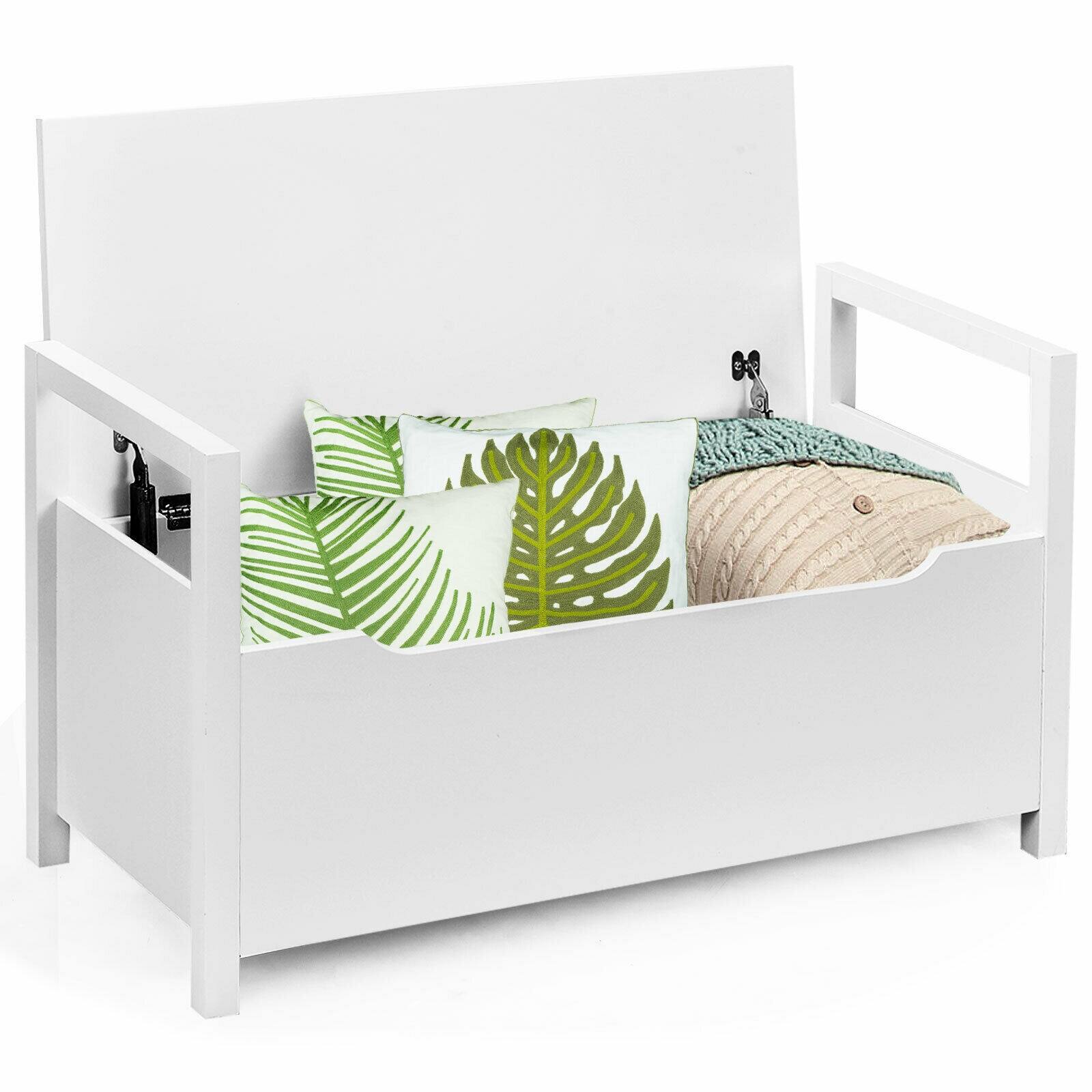 Front. Ecooso - 34.5 x 15.5 x 19.5 Inch Entryway Shoe Bench Storage Organizer with Padded Cushion Seat - White.