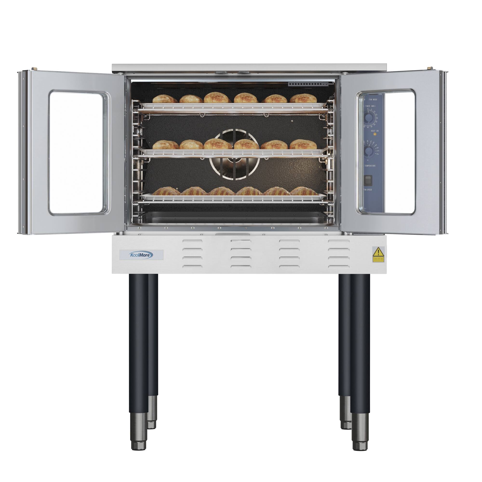 Left. Koolmore - 38 in. Full Size Single Deck Commercial LP Convection Oven 54,000 BTU (KM-CCO54-LP) - Stainless Steel.