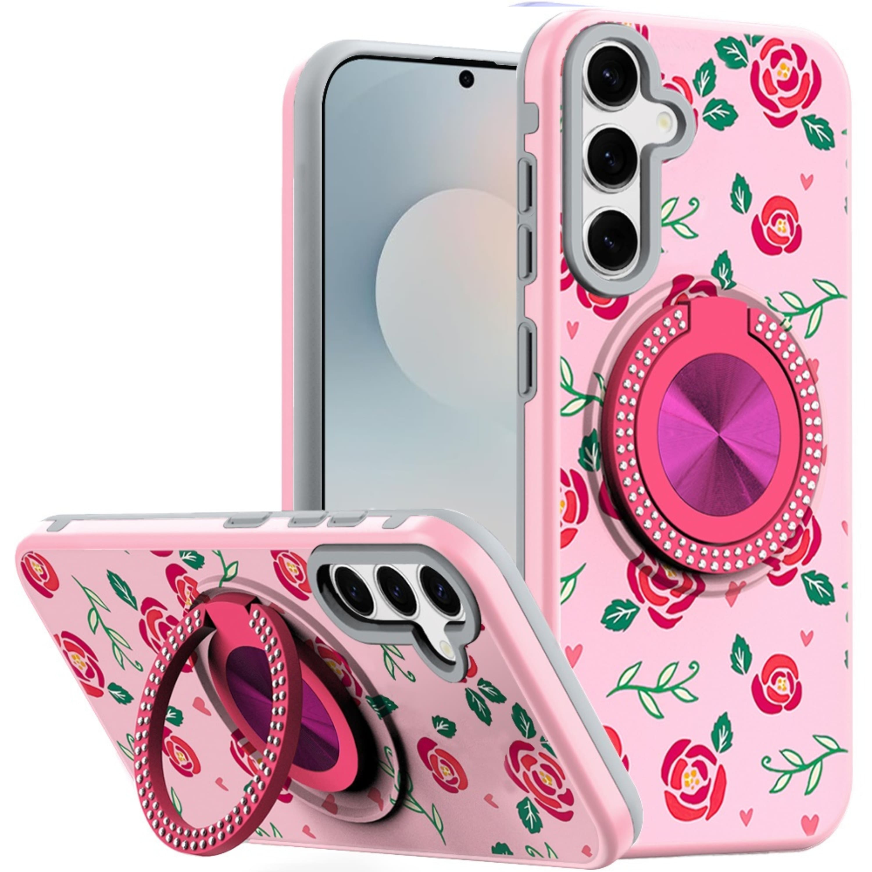 Kitcheniva - 360 Rotating Stand Case With Tempered Glass For Samsung S25 FE - Pink Rose price history on PriceWatchPro