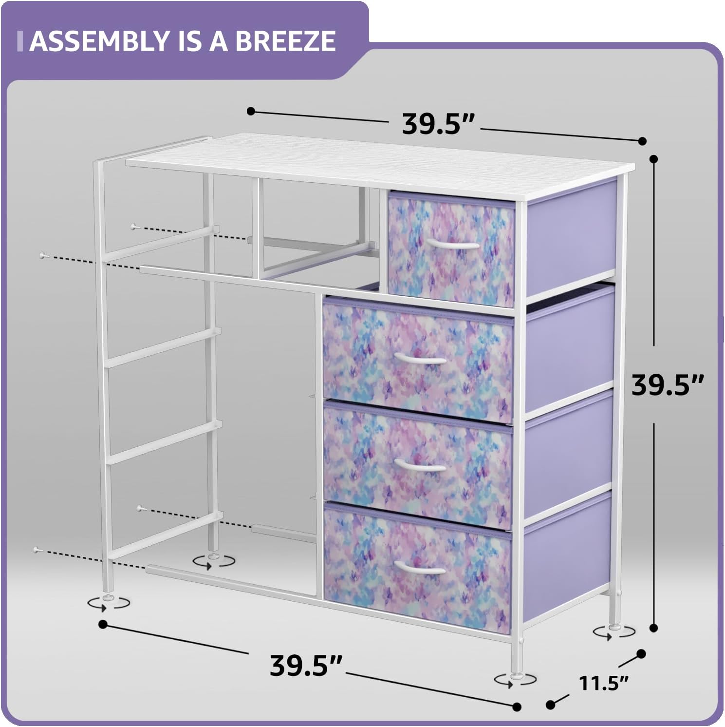 ASSEMBLY IS A BREEZE

39.5"  
39.5"  
39.5"  
11.5"