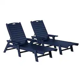 WestinTrends - Malibu Poly Reclining Chaise Lounge (Set Of 2) - Navy Blue