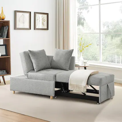 Front. Trinkets Crazed - 69.7'' Convertible Sleeper Sofa Chair Bed, 3 in 1 Modern Pull Out Bed Sofa with Adjustable Backrest - Gray.