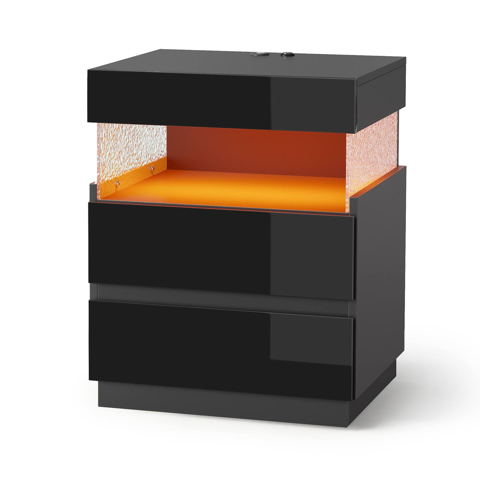 Alt View 4. Pinmoco - Modern Nightstands with 2-Drawer Nightstand, Bedside Table with Charging Ports, Nightstand Set for Bedroom Decor - Black.
