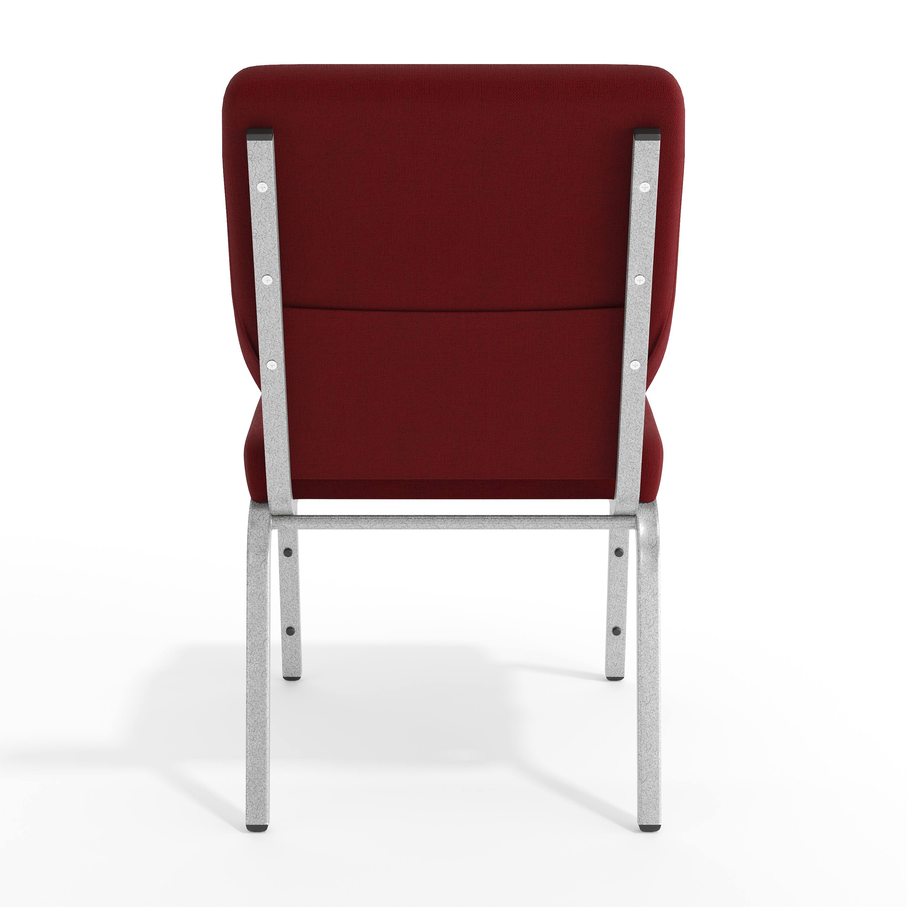 Alt View 7. Emma + Oliver - 18.5"W Stacking Church/Reception Guest Chair - Burgundy Fabric/Silver Vein Frame.