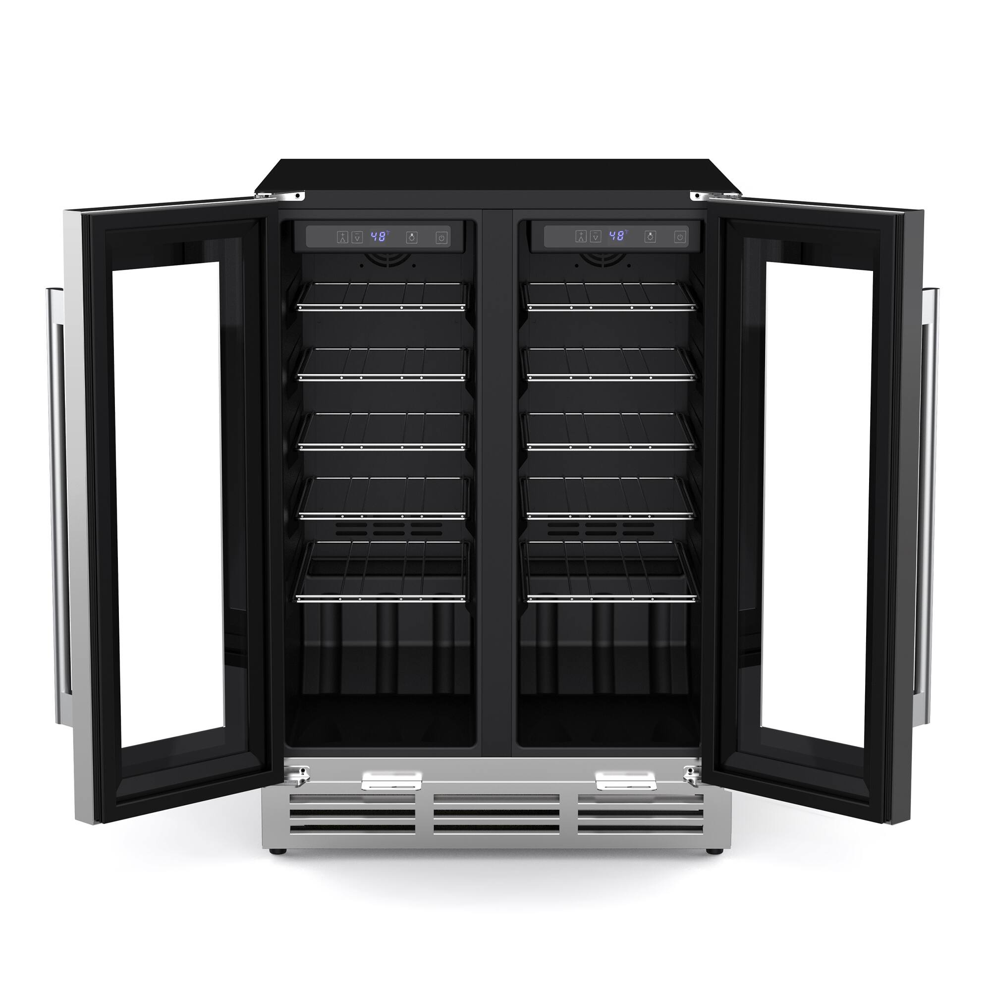 Alt View 1. FC Design - Fc Design 24 Inch French Door Wine Fridge- 42 Bottles Stainless Steel Wine Cooler - Silver.