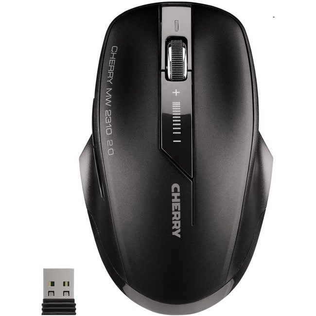 CHERRY - MW 2310 2.0 Wireless Mouse - Optical - Wireless - Radio Frequency - 2.40 GHz - USB - 2400 dpi - Scroll - Wireless - Black