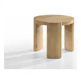Boyel Living - Organic-Edge Round Solid Wood End Table with 3-Leg Base - Brown