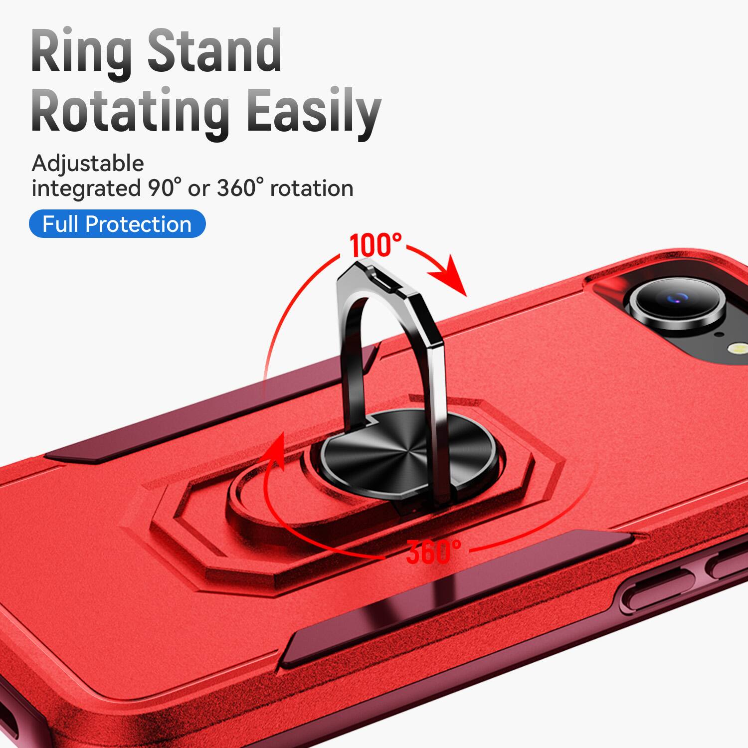 Ring Stand Rotating Easily Adjustable integrated 90° or 360° rotation Full Protection