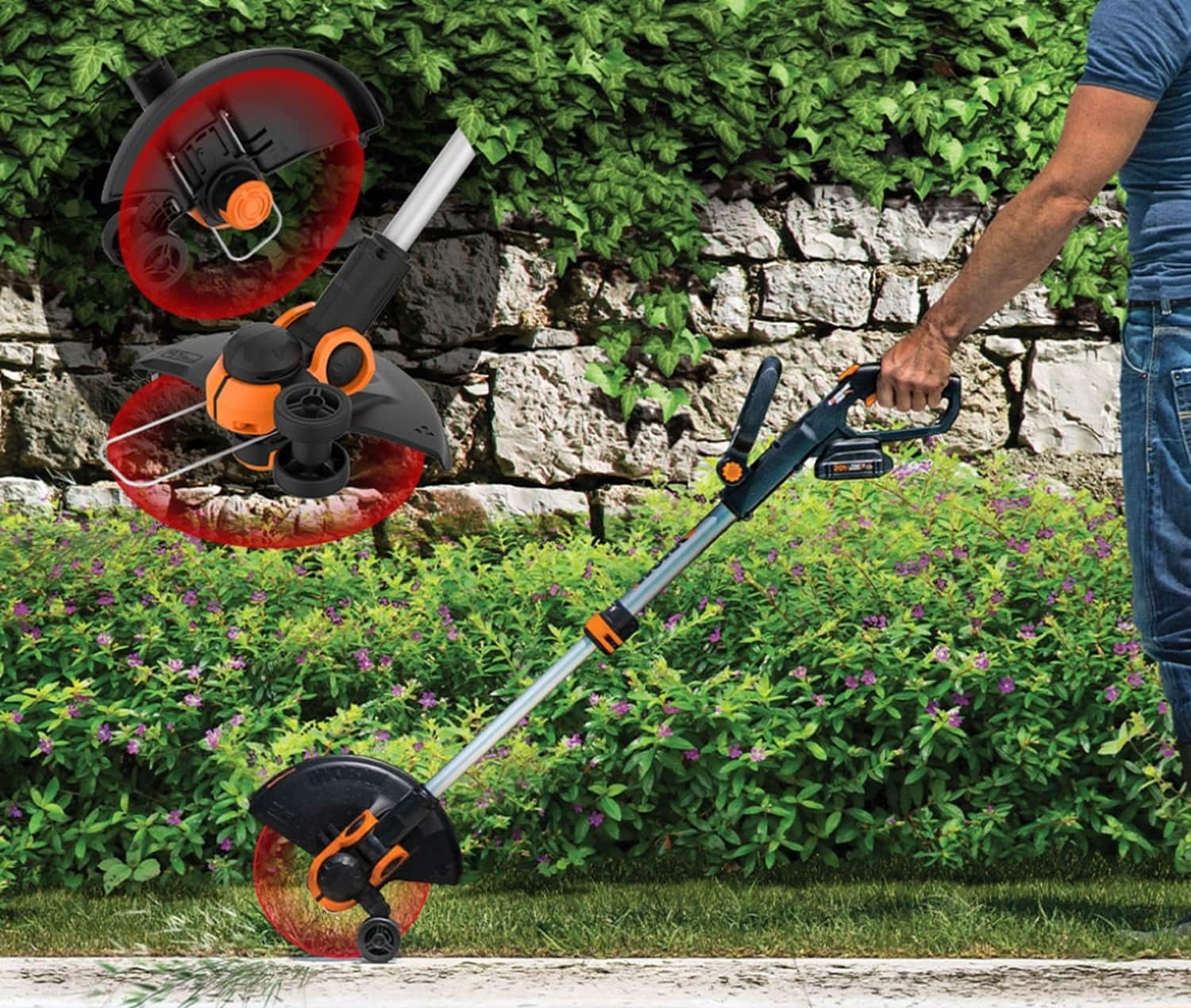 Left. WORX - 20V Cordless String Trimmer and Air Blower Combo Kit (2 x 2.0 Ah Batteries & 1 x Charger) - Black.