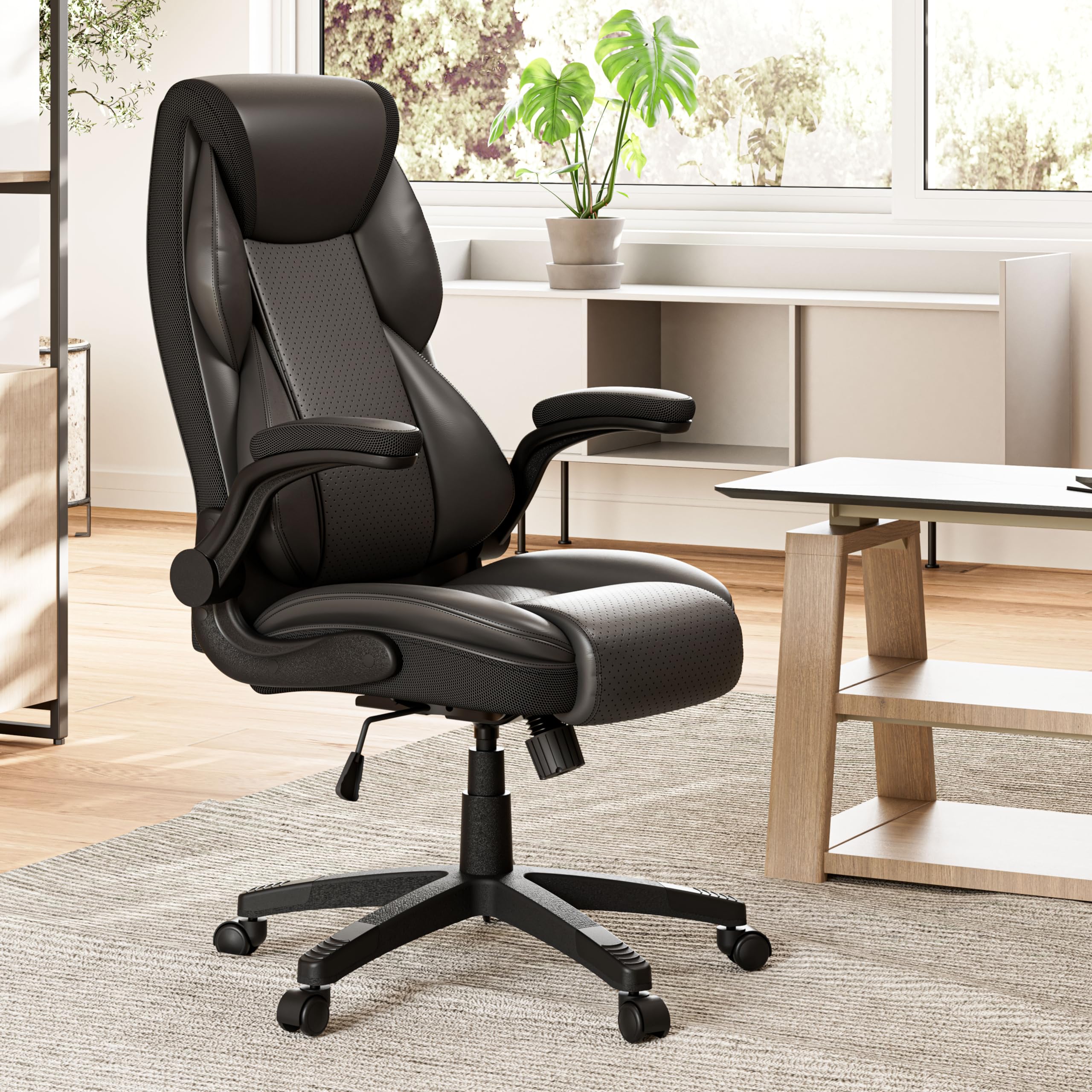 Alt View 5. Eureka Ergonomic - Ergonomic Home Office Chair Executive Chair PU Leather High Back - Black.