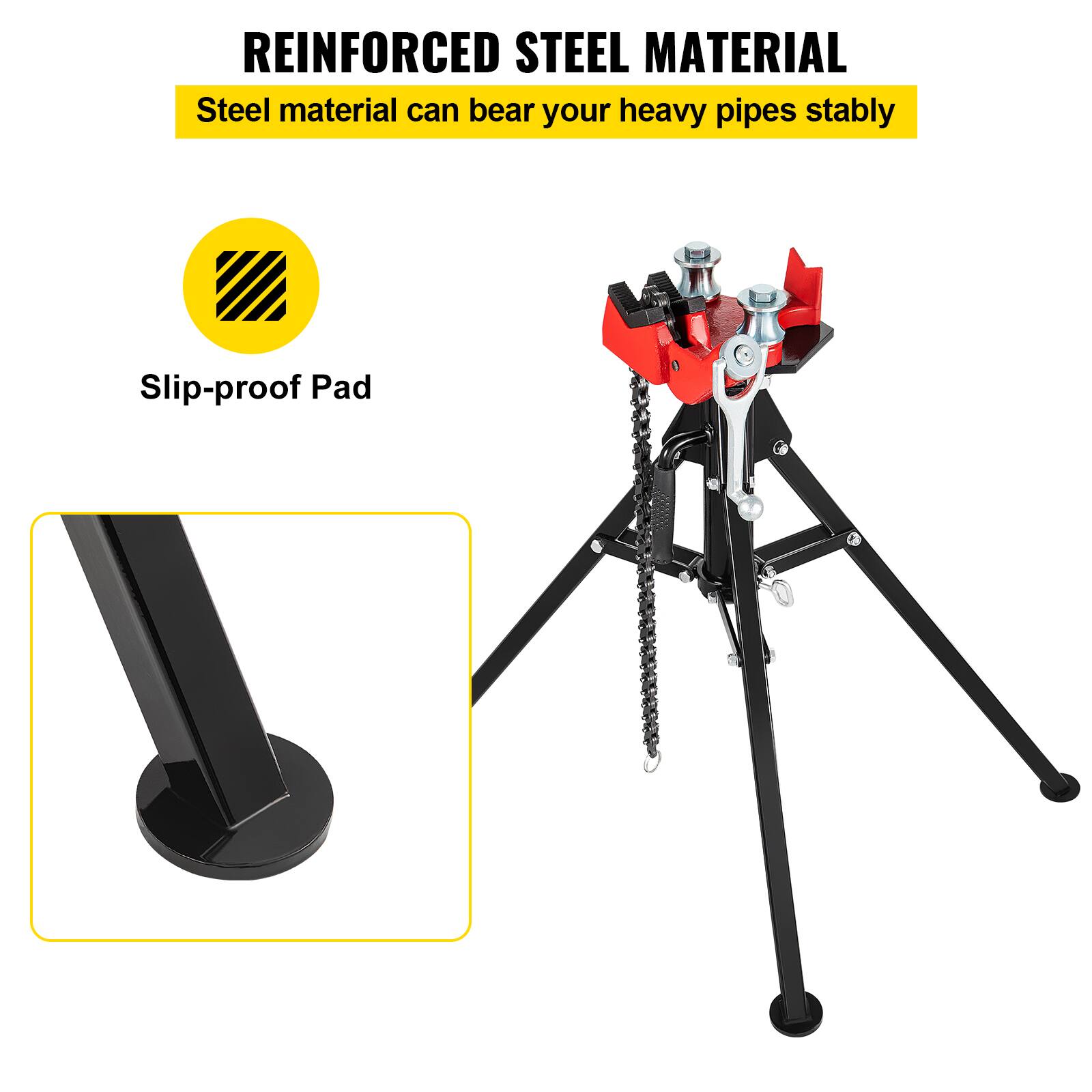 REINFORCED STEEL MATERIAL  
Steel material can bear your heavy pipes stably  
Slip-proof Pad