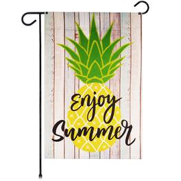 G128 - Garden Flag Enjoy Summer Pineapple - 12 x 18 in Printed Blockout Polyester - Assorted Colors