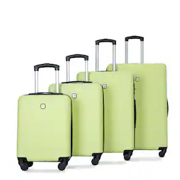 BreeBe - 4-Piece ABS Lightweight Suitcase Set with TSA Lock and 360° Spinner Wheels - Fluorescent Green