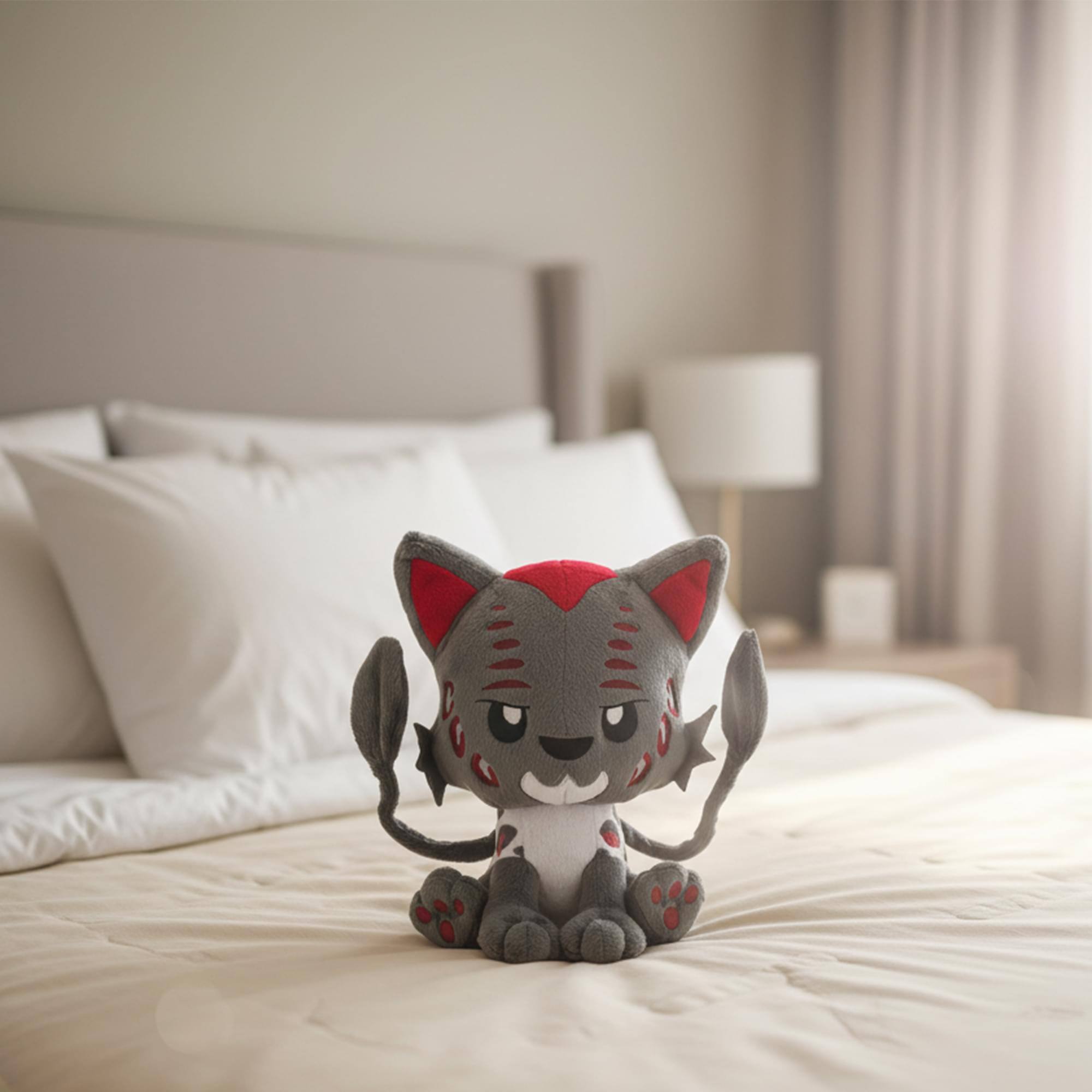 Alt View 10. Tentacle Kitty - Tentacle Kitty Campaign Critters Fantasy Coeurl Plush - Grey.