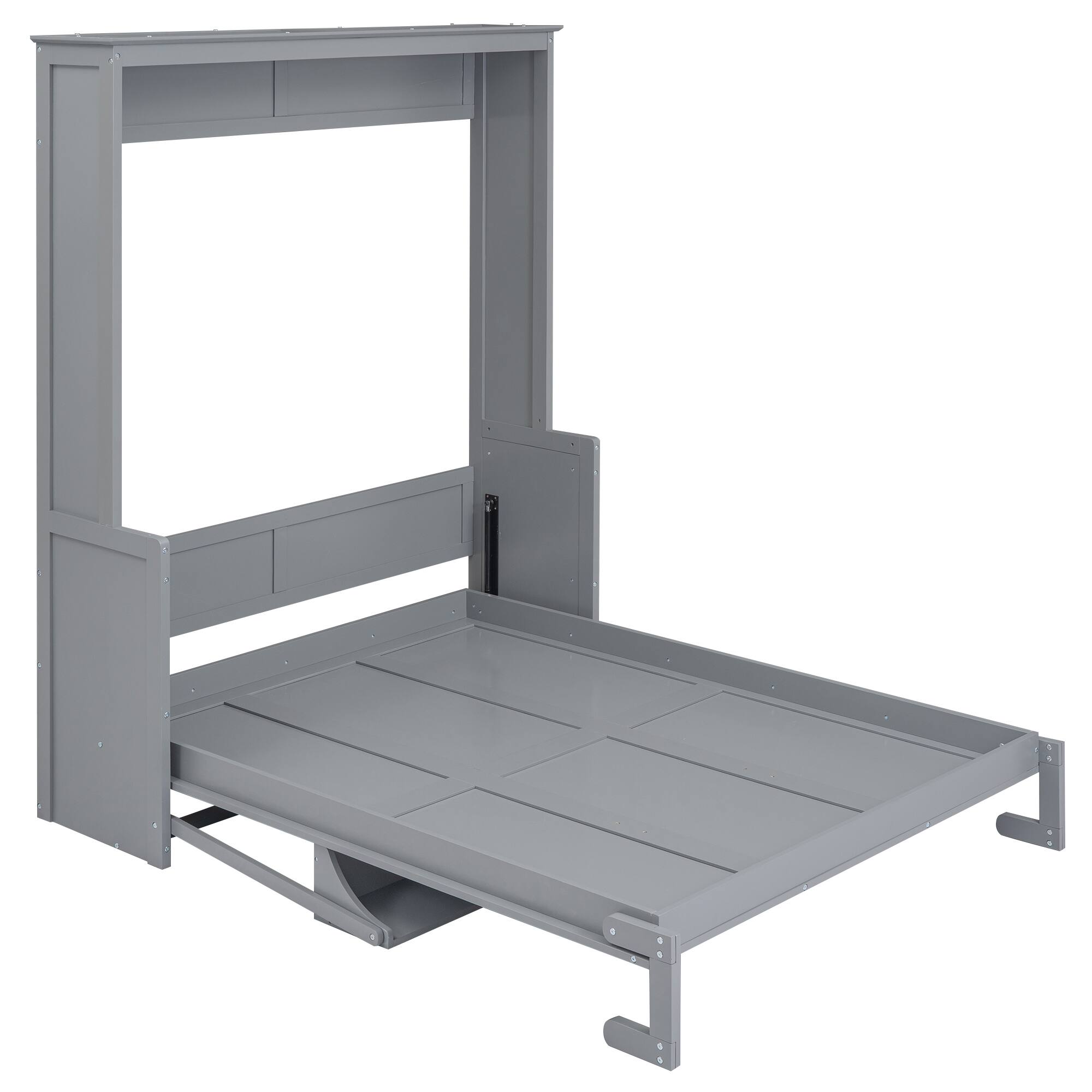 Alt View 9. Tiramisubest - Queen Size Murphy Bed with Shelf, Gray: Solid Wood+MDF, 86x70x87, 192lbs - Gray.